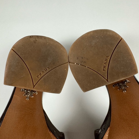 Prada platform sandals, beautiful brown color, authentic w/ 2 Prada dust bags - Picture 12 of 13